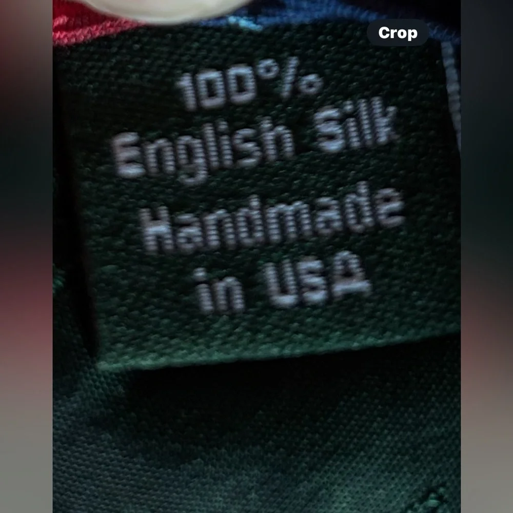 J.Crew mens red and blue striped whale accent necktie 100% English silk USA made
